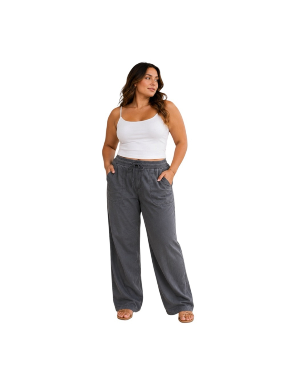 Calvin Klein Jeans Gray Pull-On Wide Leg Pants XL NWT